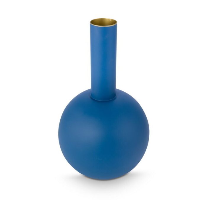 The Blue Bird אגרטל מתכת גובה 42 ס"מ קוטר 24.5 ס"מ כחול מט