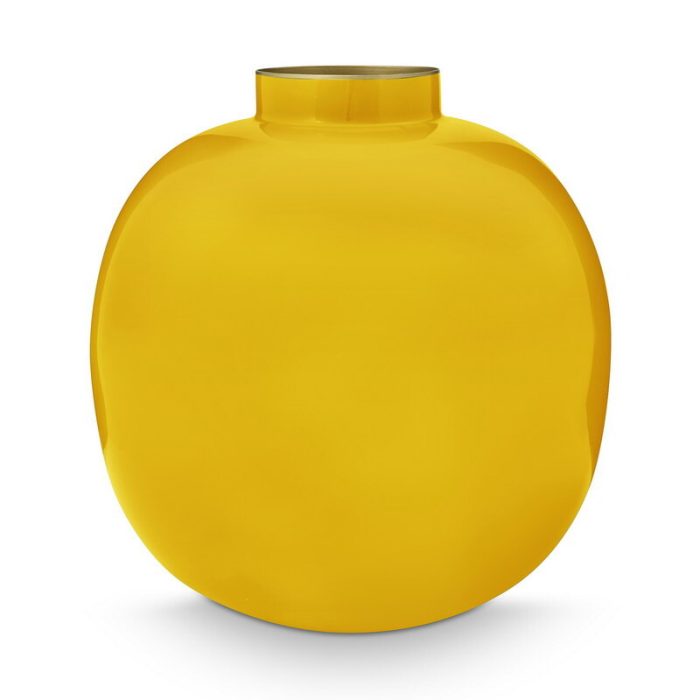 Home Decor אגרטל מתכת כדורי 23 ס"מ צהוב