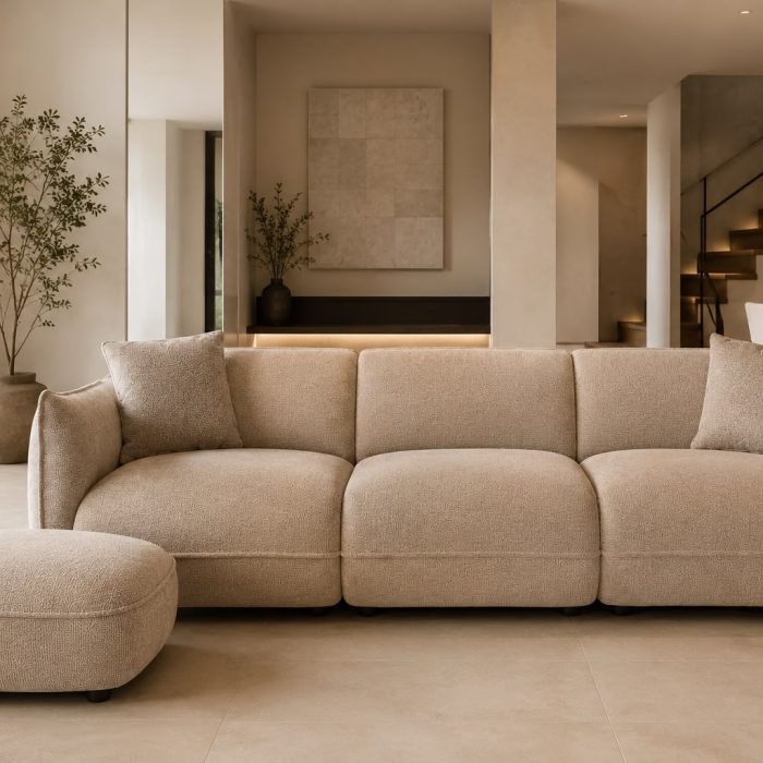 ספה+הדום בוניטה מוקה 3.30 (MILAN 120 ) ארוג (ספה 3 חלק+1 חלק הדום)